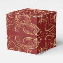 Burgundy och guld vintage damast