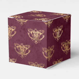 Burgundy och Guld Vintage Dragon Presentaskar