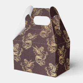 Burgundy och guld Vintage Drakar Presentaskar
