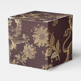 Burgundy och guld vintage lejonmönster presentaskar