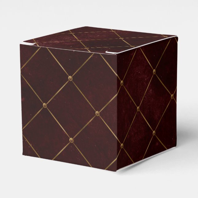 Burgundy och Guld Vintage Luxury Lattice Presentaskar (Framsidan Sidan)