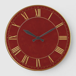 Burgundy och Guld Vintage Roman Numeral Stor Klocka
