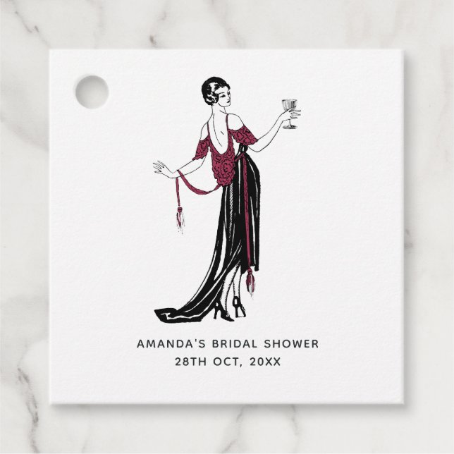 Burgundy och guld vinternt vin tema gåvor etiketter (Framsida)