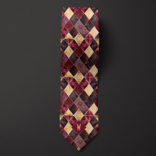 Burgundy och Guld Watercolor Diamond Monogram Slips