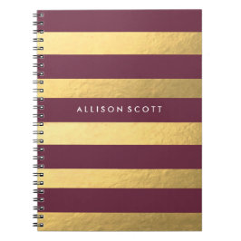 Burgundy och guldpersonliganteckningsbok anteckningsbok