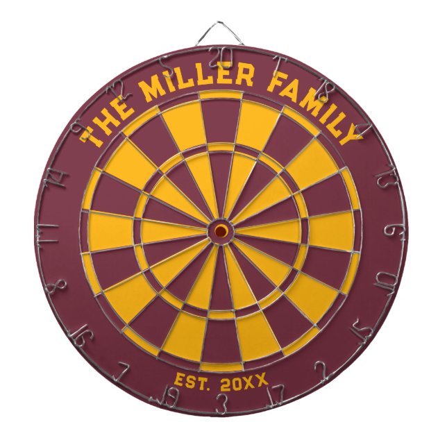 Burgundy och Gult Family Dartboard med mörka punkt Darttavla (Framsidan)