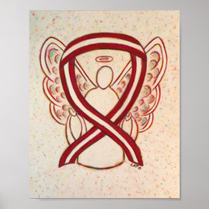 Burgundy och Ivory Awareness Ribbon Angel Poster