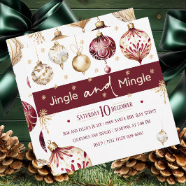 Burgundy och Ivory Jingle och Mingle Party Julkort