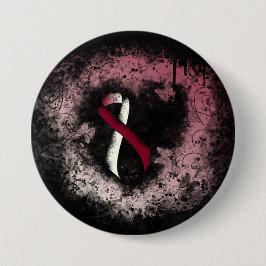 Burgundy och Ivory Ribbon Grunge Heart Knapp