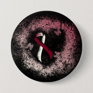 Burgundy och Ivory Ribbon Grunge Heart Knapp