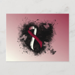 Burgundy och Ivory Ribbon Grunge Heart Vykort