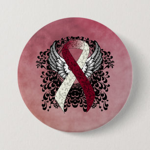 Burgundy och Ivory Ribbon med Vingar Knapp