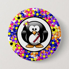 Burgundy och Ivory Ribbon Penguin Knapp