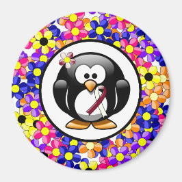 Burgundy och Ivory Ribbon Penguin Magnet