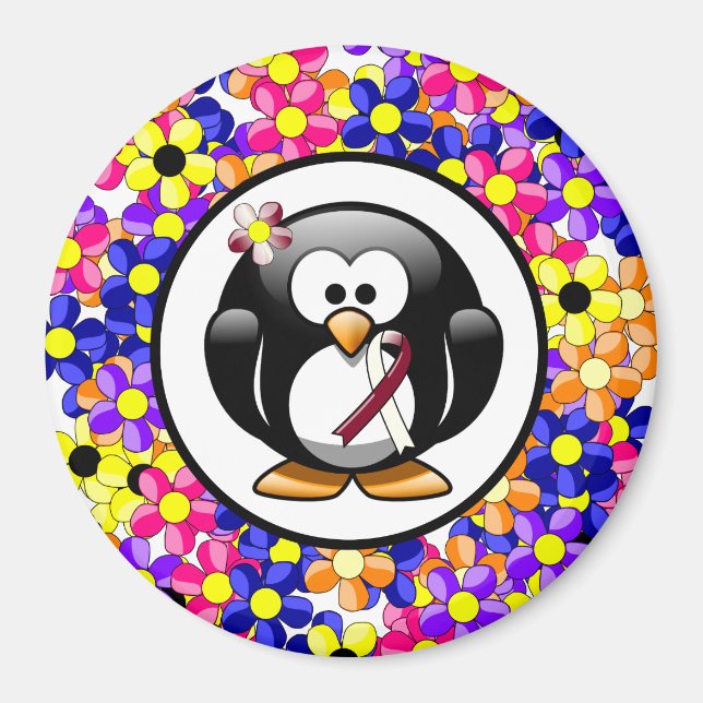 Burgundy och Ivory Ribbon Penguin Magnet (Framsidan)