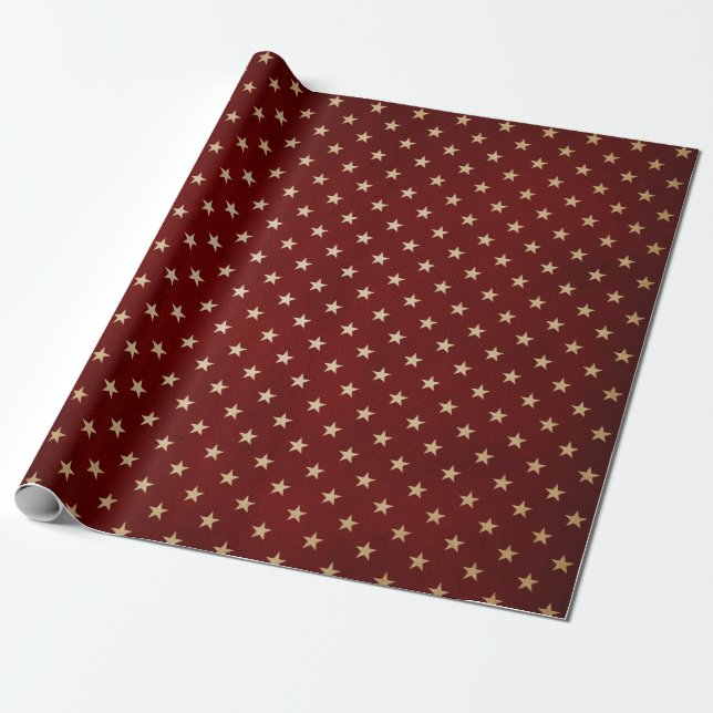 Burgundy och Kraft Retro jul Presentpapper (Utrullad)