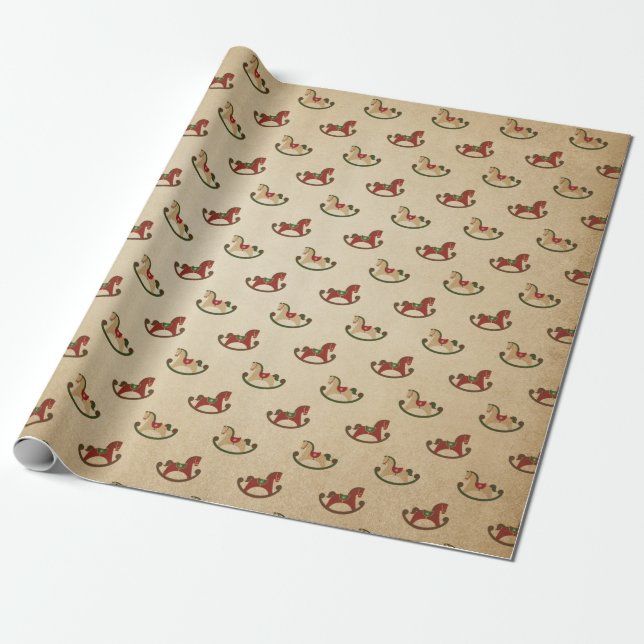 Burgundy och Kraft Retro jul Presentpapper (Utrullad)