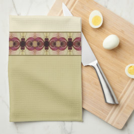 Burgundy och krämdekoration kökshandduk