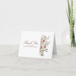 Burgundy och krämfärgade blommor bröllop tackkort