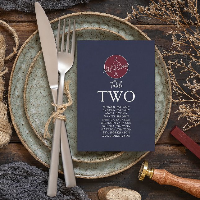 Burgundy och marinblå bröllopsplatskarta (Skapare uppladdad)