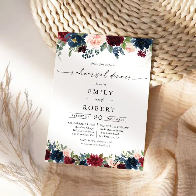 Burgundy och marinens inbjudan till rehearsal på m (Skapare uppladdad)