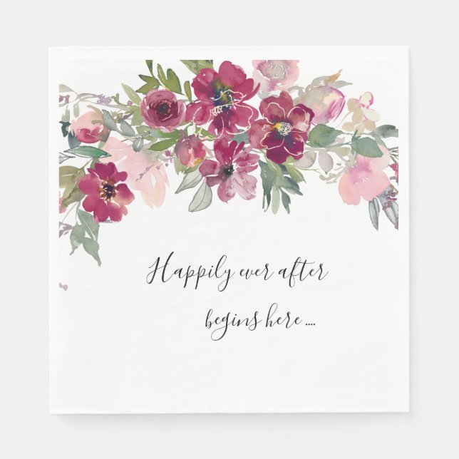 Burgundy och  med citat bröllop pappersservett (Framsidan)