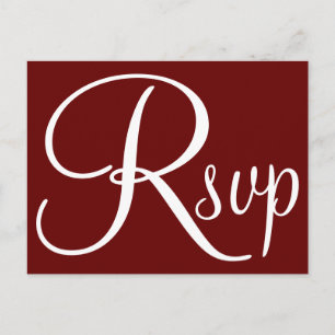 Burgundy och minimalistisk modern RSVP Inbjudan Vykort