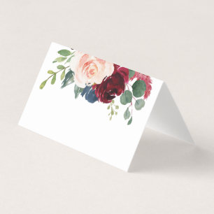 Burgundy och Navy Platskort Visitkort