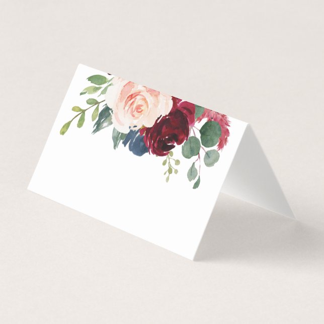 Burgundy och Navy Platskort Visitkort (Framsida)