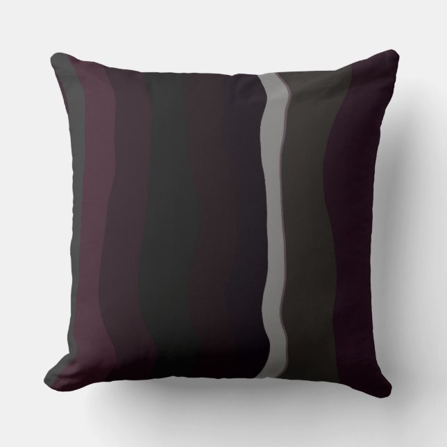 Burgundy och Olive Wavey Rand Kudde (Framsida)