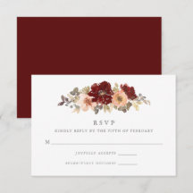 Burgundy och Peach-Blommigten Bröllop