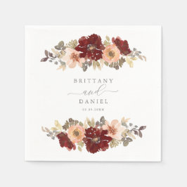 Burgundy och Peach-Blommigten Bröllop Pappersservett