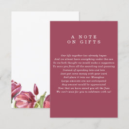 Burgundy och Poppies A note on gifts Bröllop Inbjudningar