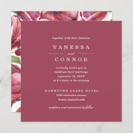 Burgundy och Poppies Classic Boho Blommigt Bröllop Inbjudningar