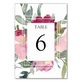 Burgundy och ro Bröllop Bordsnummer