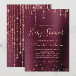 Burgundy och Ro Guld Baby Shower Party Inbjudningar
