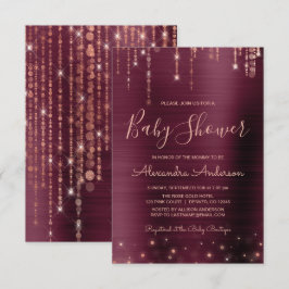 Burgundy och Ro Guld Baby Shower Party Inbjudningar