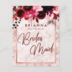 Burgundy och Ro Guld kommer du att bli min bridesm Inbjudningar