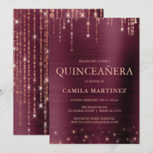 Burgundy och Ro Guld Quinceanera Party