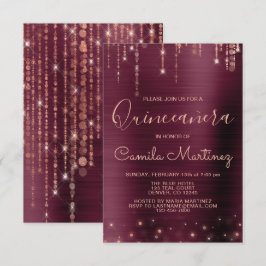Burgundy och Ro Guld Quinceanera Party Inbjudningar