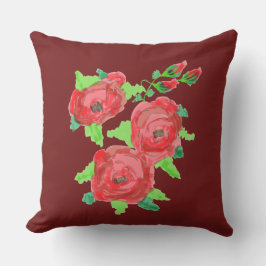 Burgundy och Röd ros Designer Kudde