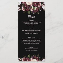 Burgundy och Rosa Blommigt Bouquet Bröllop Menu Meny