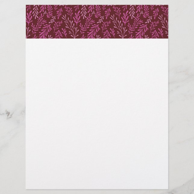 Burgundy och Rosa Blommigt Tropical Löv Mönster (Framsida)