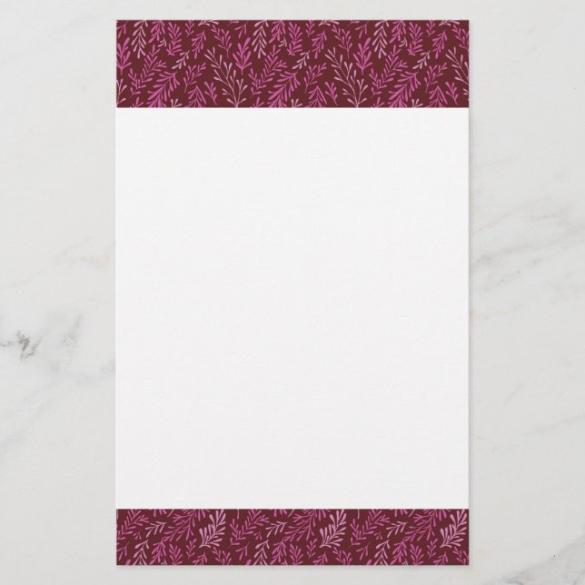 Burgundy och Rosa Blommigt Tropical Löv Mönster (Framsida)
