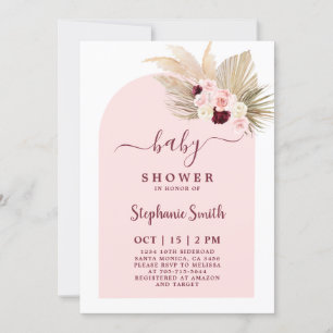 Burgundy och Rosa Boho Baby Shower Girl Investigat Inbjudningar