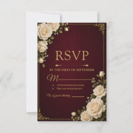Burgundy och Rosa Elegans RSVP-kort OSA Kort