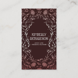 Burgundy och rosa guld- blom- kranelegant visitkort