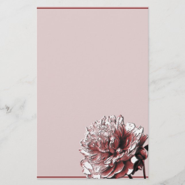 Burgundy och Rosa Peony Brevpapper (Framsida)