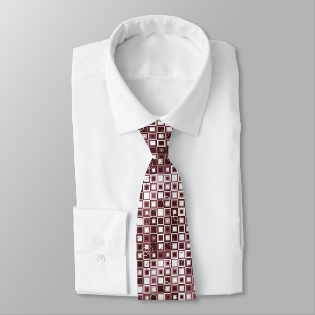 Burgundy och Rosa Square Mönster Slips (Bunden)