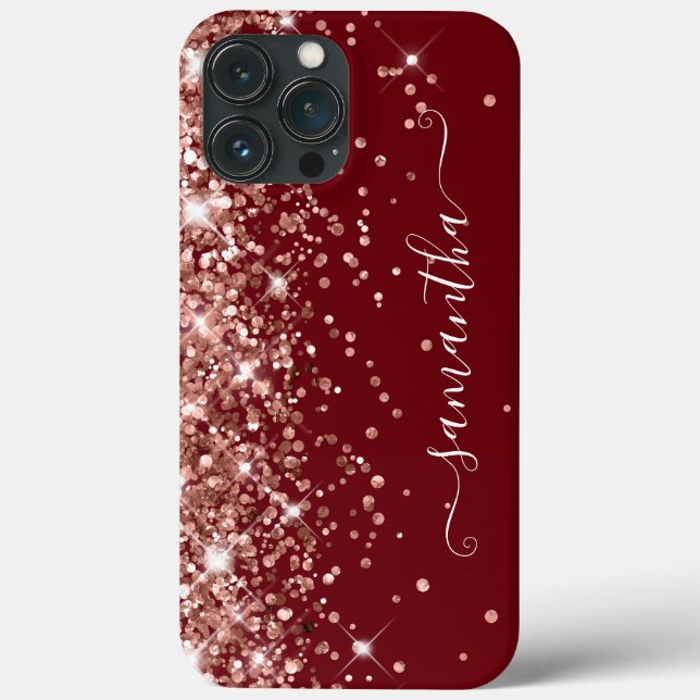 Burgundy och Rose Gold Glitter Girly Signatur (Baksida)